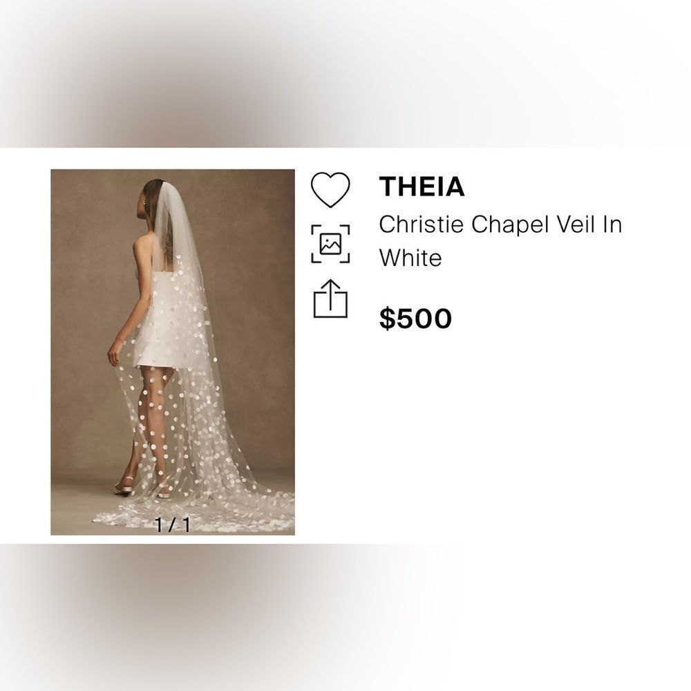 Anthropologie Theia Christie Chapel Veil NEW - Picture 4 of 5